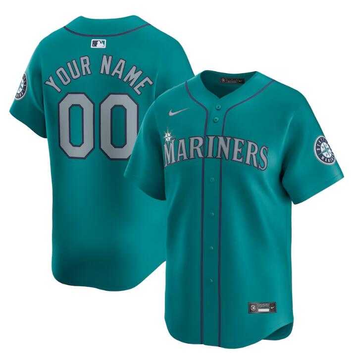 Mens Seattle Mariners Active Player Custom Aqua Alternate Limited Stitched jersey